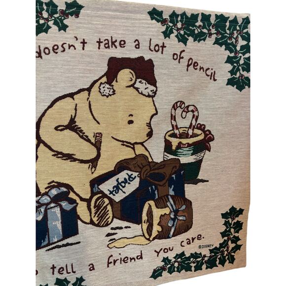 Vintage Disney Winnie The Pooh Wall Hanging Tapestry Christmas Wrapping Present - Picture 4 of 7